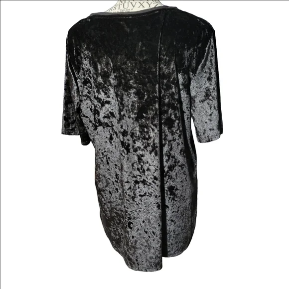 EVRI Womens Black Velvet Blouse 0X - Picture 2 of 4
